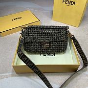 Fendi Baguette Jacquard Fabric Interlace Bag 8BR60 Size 26x15x6cm - 2