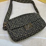 Fendi Baguette Jacquard Fabric Interlace Bag 8BR60 Size 26x15x6cm - 5
