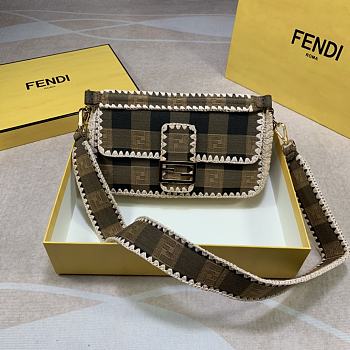 Fendi Baguette Brown Fabric Bag 8BR60 Size 26x15x6cm