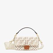 Fendi Baguette White Canvas Bag With Embroidery 8BR60 Size 26x15cm - 1