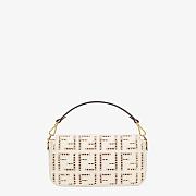 Fendi Baguette White Canvas Bag With Embroidery 8BR60 Size 26x15cm - 2