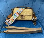 Fendi Baguette Natural Straw Bag In Yellow 8BR600 Size 26x15x6cm - 1