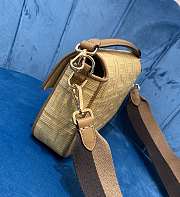 Fendi Baguette Natural Straw Bag In Yellow 8BR600 Size 26x15x6cm - 5
