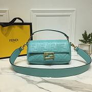 Fendi Baguette Blue Leather 8BS600 Size 26x15x6cm - 1