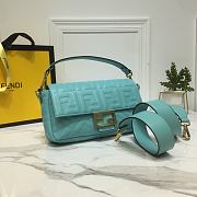Fendi Baguette Blue Leather 8BS600 Size 26x15x6cm - 4