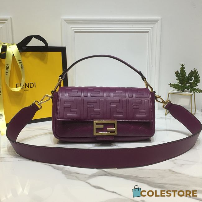 Fendi Baguette Wine Leather Bag 8BS600 Size 26x15x6cm - 1