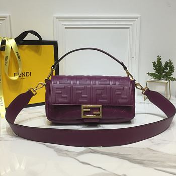 Fendi Baguette Wine Leather Bag 8BS600 Size 26x15x6cm