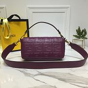 Fendi Baguette Wine Leather Bag 8BS600 Size 26x15x6cm - 3