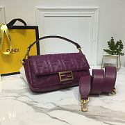 Fendi Baguette Wine Leather Bag 8BS600 Size 26x15x6cm - 4