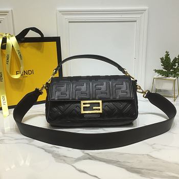 Fendi Baguette Black Leather Bag Size 26x15x6cm