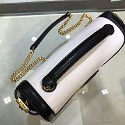 Fendi Baguette Chain Black And White Nappa Leather Bag 8BR78 Size 19×5×10   - 2