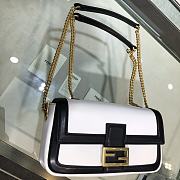 Fendi Baguette Chain Black And White Nappa Leather Bag 8BR78 Size 19×5×10   - 3