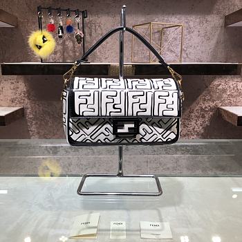Fendi White Nappa Leather FF Print Bag 8BR600 Size 27x15x6cm