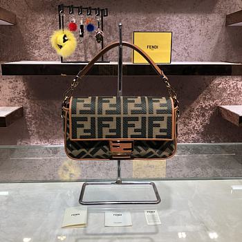 Fendi Baguette Green Canvas BR600 Size 26x15x6cm