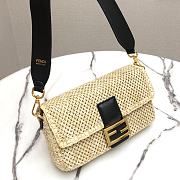 Fendi Baguette Large Natural Straw Bag 8BR77 Size 26x15x6cm - 4