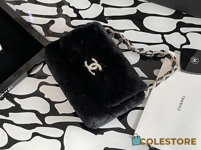 Black Chanel Shearling Lambskin Double Sides Flap Bag - 1