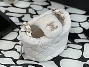 Chanel Shearling Lambskin Bucket Bag In White AS2257 Size 16x18x12cm - 6
