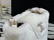 Chanel Shearling Lambskin Bucket Bag In White AS2257 Size 16x18x12cm - 5