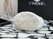 Chanel Shearling Lambskin Bucket Bag In White AS2257 Size 16x18x12cm - 3