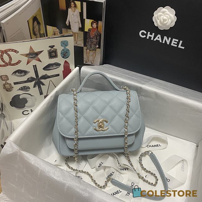 Chanel Mini Flap Bag Gold-Tone Blue Metal 19x7x14cm - 1