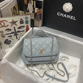 Chanel Mini Flap Bag Gold-Tone Blue Metal 19x7x14cm