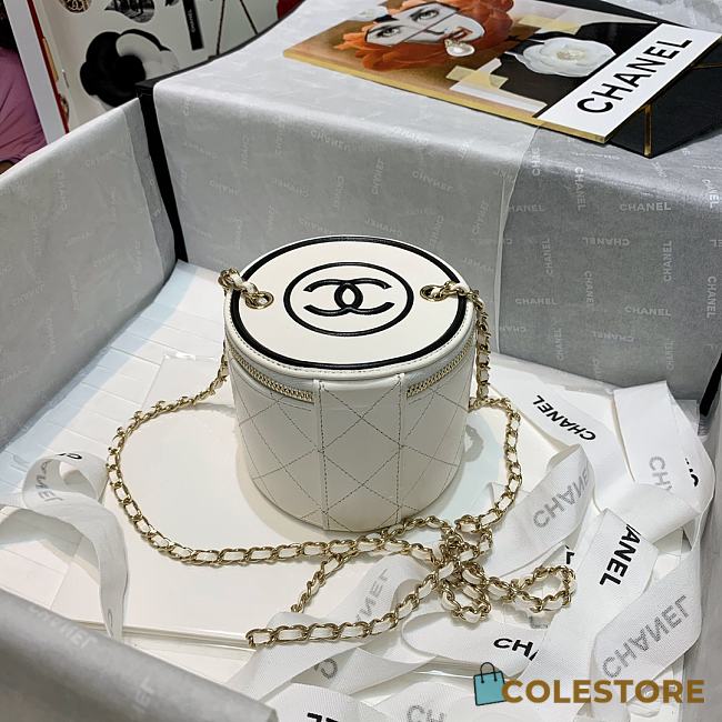 Chanel Lambskin Small Vanity Bag with Chain In White AP2193 - 1