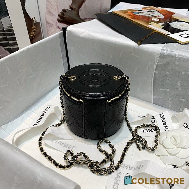 Chanel Lambskin Small Vanity Bag with Chain In Black AP2193 Size 9x10x10cm - 1