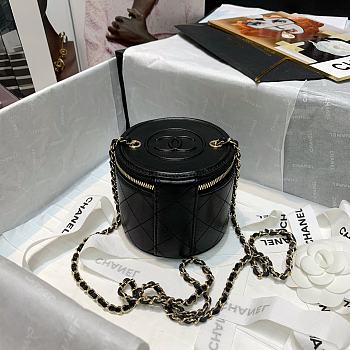 Chanel Lambskin Small Vanity Bag with Chain In Black AP2193 Size 9x10x10cm