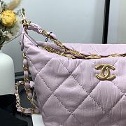 Chanel Gabrielle Small Hobo Metallic Crumpled Lambskin Bag In Pink A91810 - 3