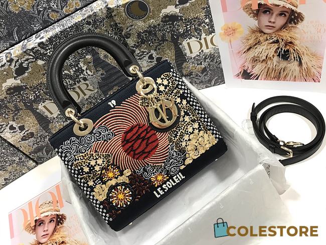 Lady Dior Five Pattern Embroidrered Sun M0565 Size 24x20x11cm - 1
