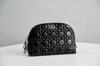 Dior Caro Beauty Pouch Black Cannage Lambskin S5047 Size 23x15.5x7.5cm