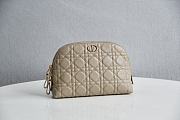 Dior Caro Beauty Pouch Cannage Lambskin In White S5047 Size 23x15.5x7.5cm - 2