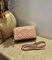 Dior Caro Double Pounch Pink Cannage Lambskin S5047 Size 19x10.5x5cm  - 5