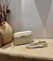 Dior Caro Double Pounch White Cannage Lambskin S5047 Size 19x10.5x5cm  - 1