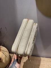 Dior Caro Double Pounch White Cannage Lambskin S5047 Size 19x10.5x5cm  - 5