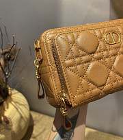 Dior Caro Double Pounch Brown Cannage Lambskin S5047 Size 19x10.5x5cm  - 3