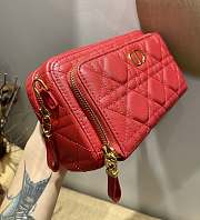 Dior Caro Double Pounch Red Cannage Lambskin S5047 Size 19x10.5x5cm  - 6