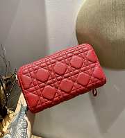 Dior Caro Double Pounch Red Cannage Lambskin S5047 Size 19x10.5x5cm  - 5