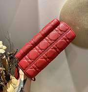 Dior Caro Double Pounch Red Cannage Lambskin S5047 Size 19x10.5x5cm  - 3