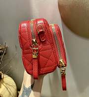 Dior Caro Double Pounch Red Cannage Lambskin S5047 Size 19x10.5x5cm  - 2