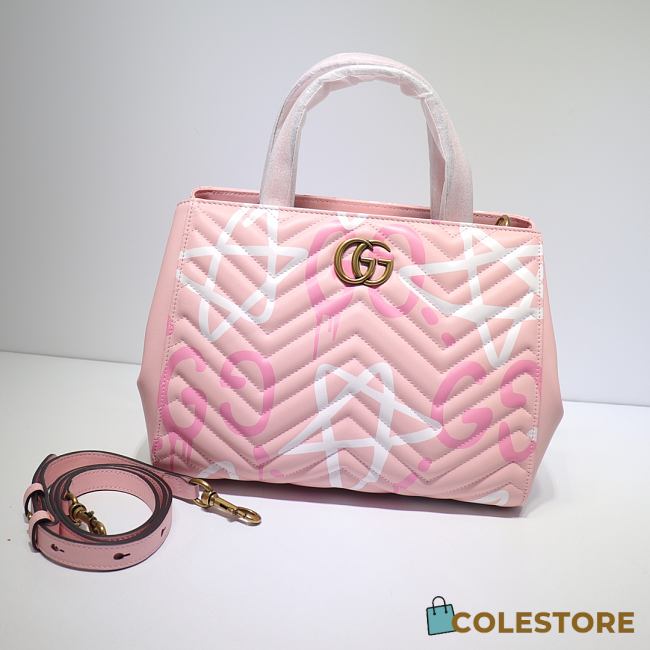 Gucci GG Marmont Shoulder Bag In Pink 448054 Size 26x20x12cm - 1