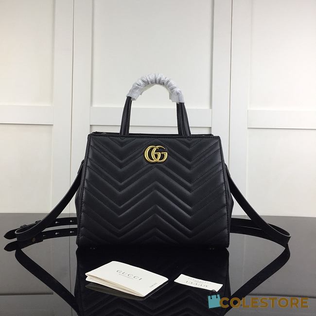 Gucci GG Marmont Top 2ways Shoulder Bag In Black 448054 Size 26x20x13cm - 1
