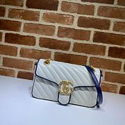 Gucci GG Marmont Small Shoulder Bag In White and Blue 443497 Size 26x15x7cm - 1