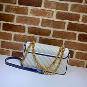 Gucci GG Marmont Small Shoulder Bag In White and Blue 443497 Size 26x15x7cm - 2