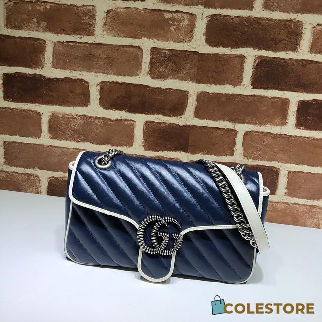 Gucci GG Marmont Small Shoulder Bag Turquoise Leather Trim 26cm - 1