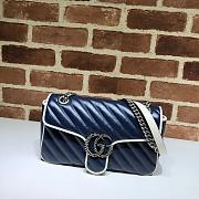 Gucci GG Marmont Small Shoulder Bag Turquoise Leather Trim 26cm - 1