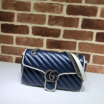 Gucci GG Marmont Small Shoulder Bag Turquoise Leather Trim 26cm