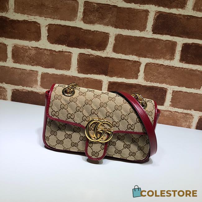 Gucci GG Marmont Small Shoulder Bag Canvas Leather Trim 26cm - 1
