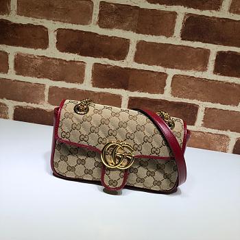 Gucci GG Marmont Small Shoulder Bag Canvas Leather Trim 26cm