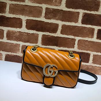 Gucci GG Marmont Small Shoulder Bag Leather Trim 443497 Size 26x15x7cm
